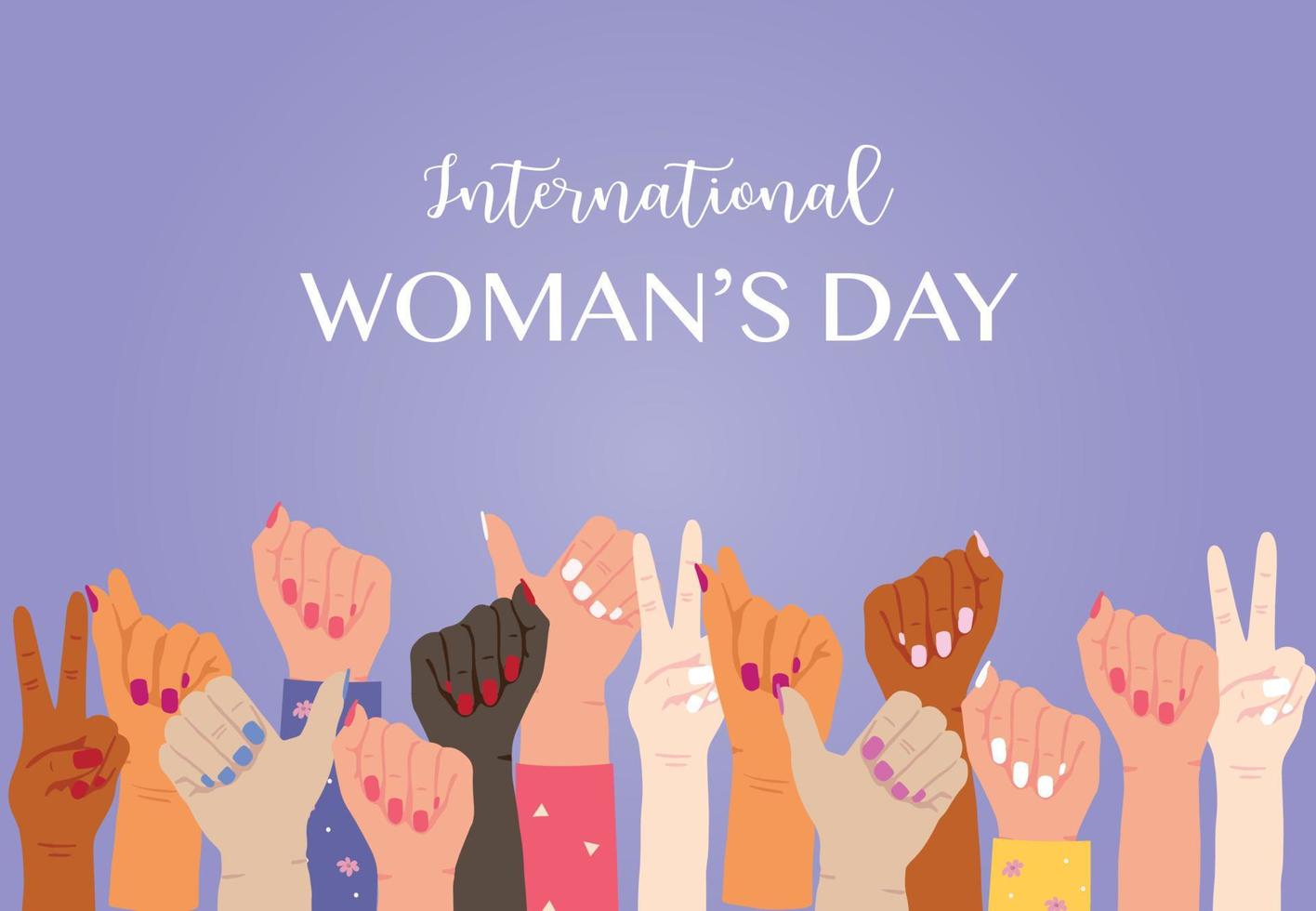 fondo del día internacional de la mujer con la mano vector