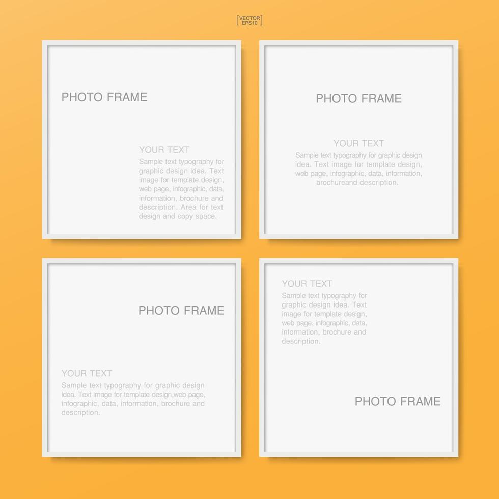 Empty blank photo frame or picture frame for poster background, artwork and product advertising. Vector. vector