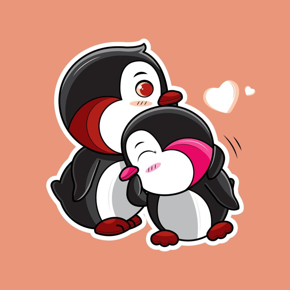 Cute couple penguin for valentine 01 free download vector