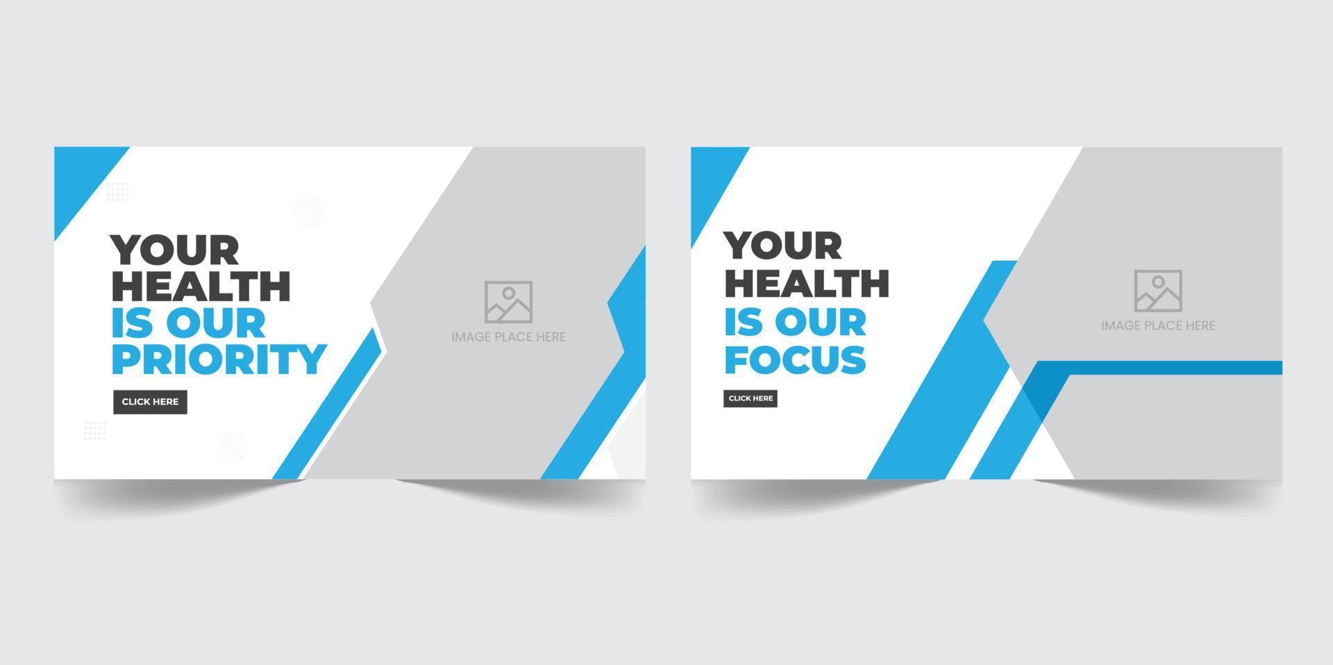 Medical clinic video thumbnail or web banner design template pro download vector
