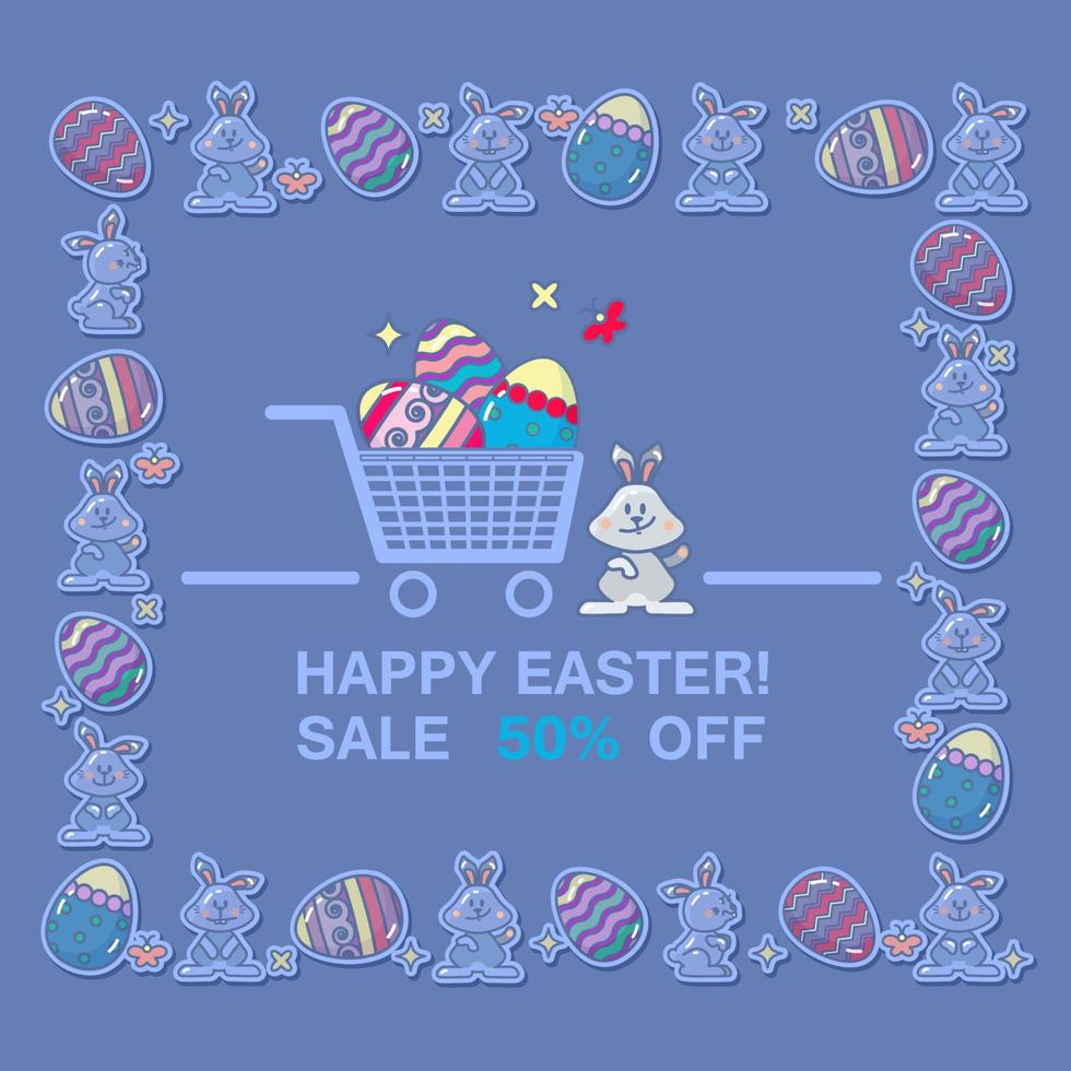 Happy Easter Sale Banner. Spring Holiday Offer. vector