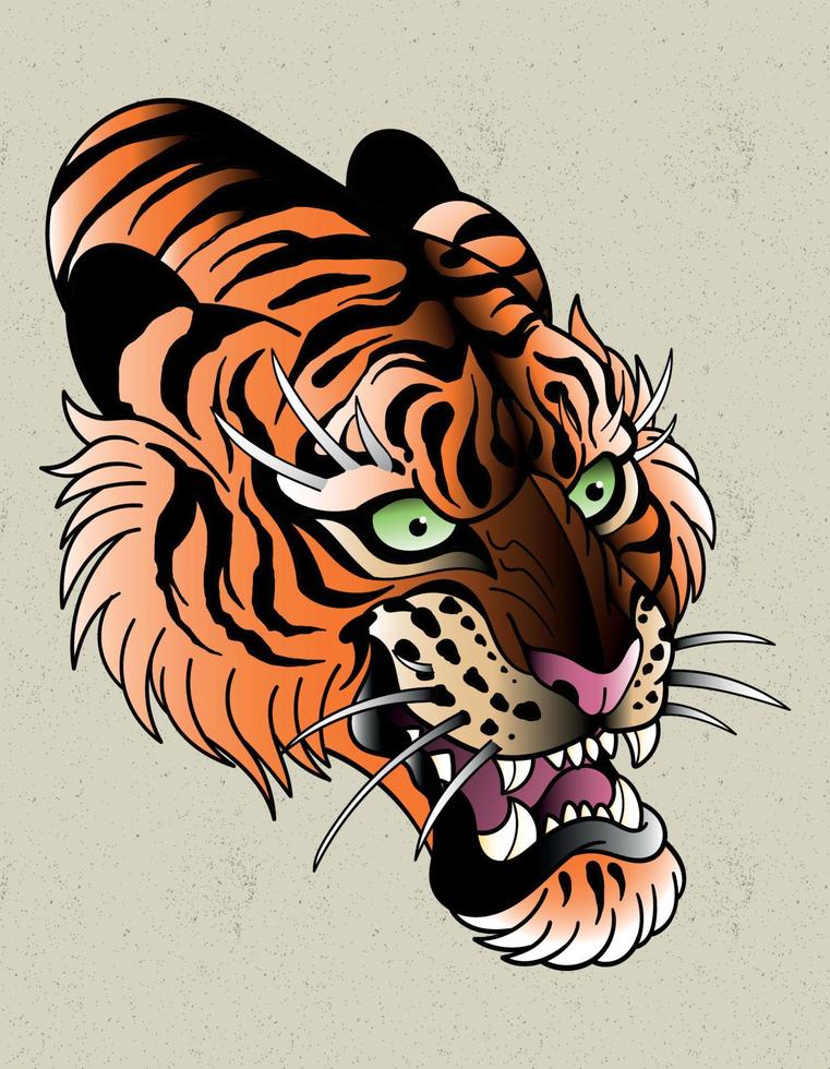 tiger japan tattoo 5430075 Vector Art at Vecteezy