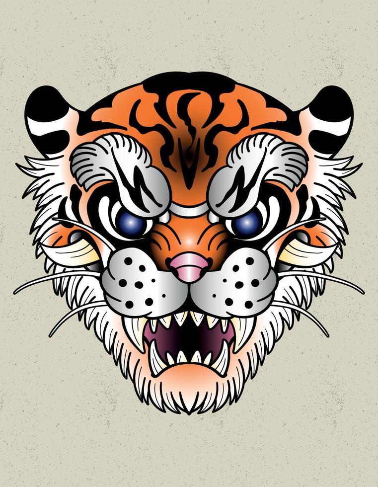 tatuaje de cabeza de tigre japón vector