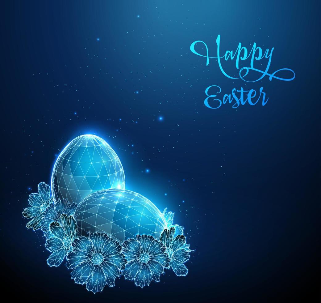 Abstract blue Easter Eggs. Happy Easter card. vector