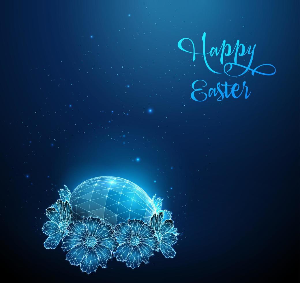Abstract blue Easter Egg. Happy Easter card. vector