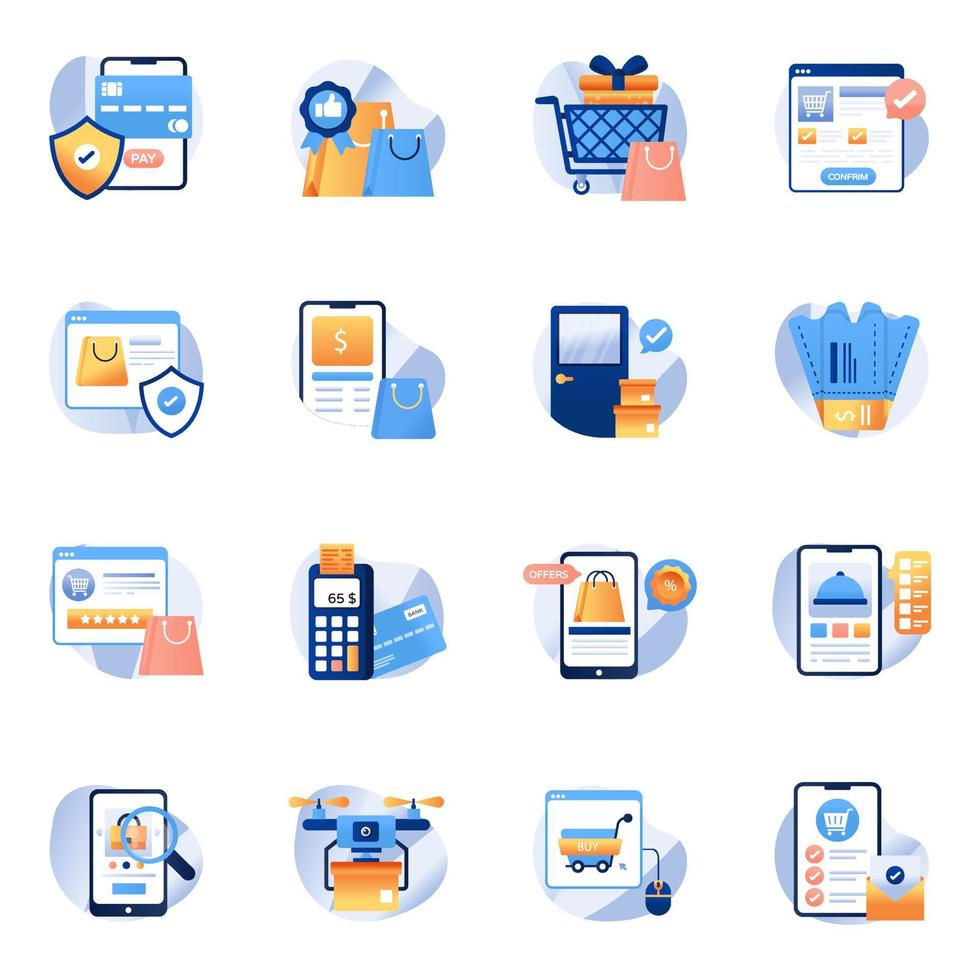 paquete de iconos planos de tecnología vector