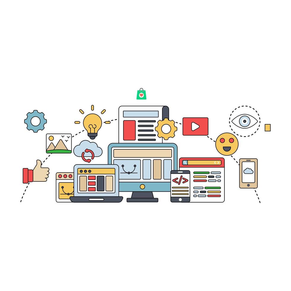 Editable design illustration of mobile coding vector