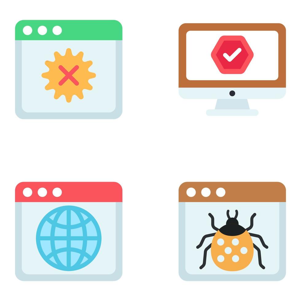 Pack of Security and Protection Flat Icons vector