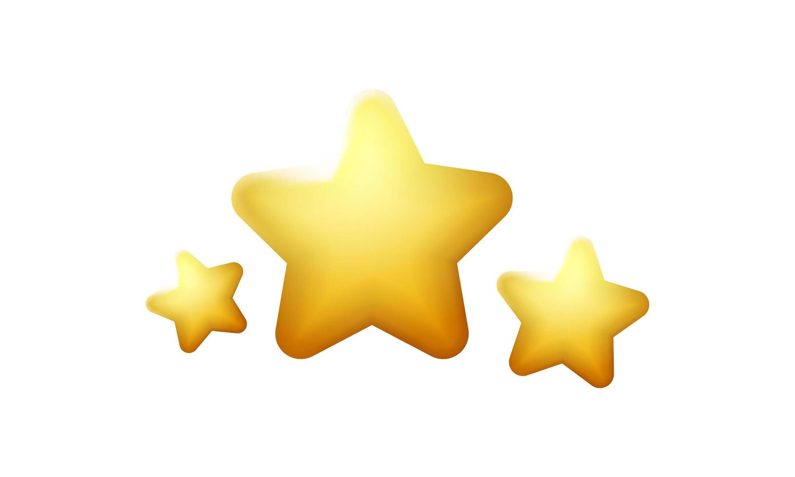 3d icons gold stars isolated on white background. Vector illustration