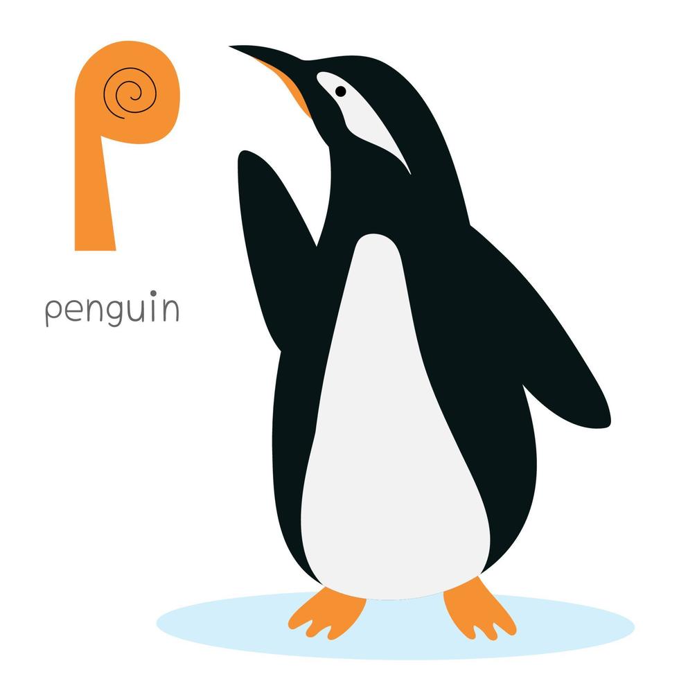 Animals alphabet. P for penguin vector