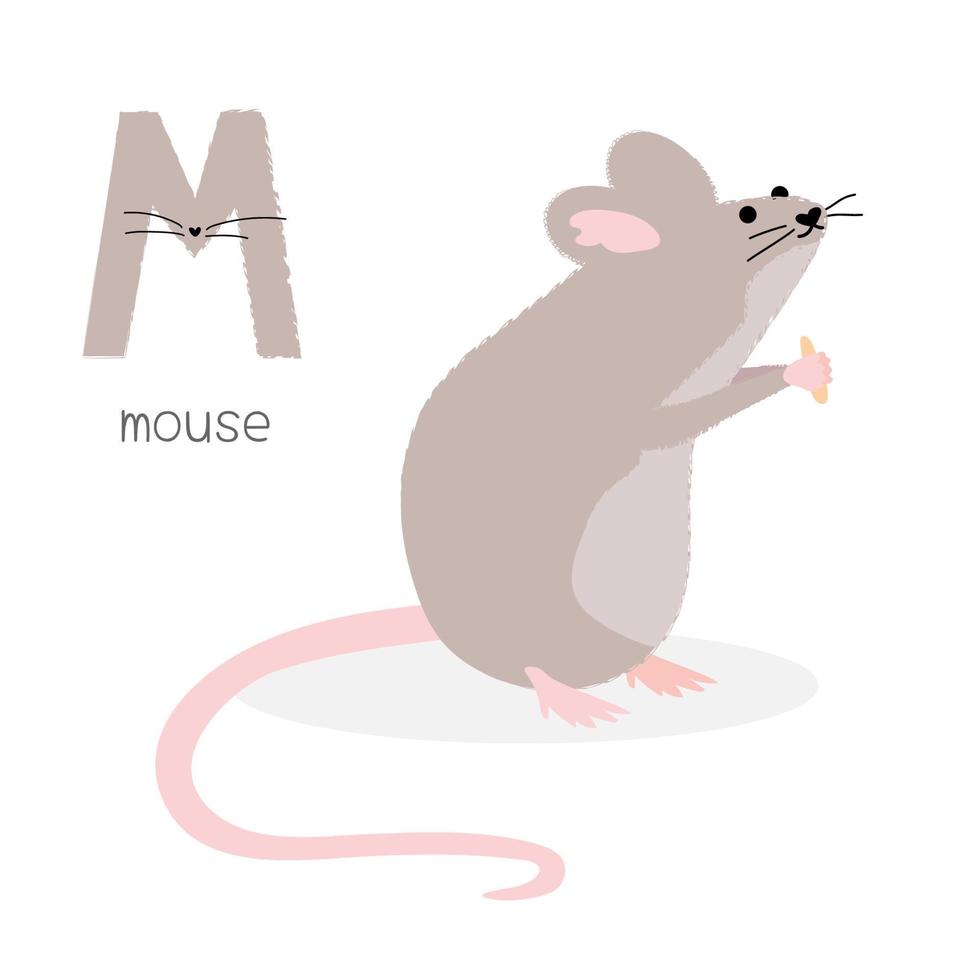 Animals alphabet. M for mouse vector