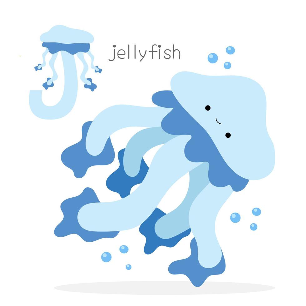Animals alphabet. J for jellyfish vector