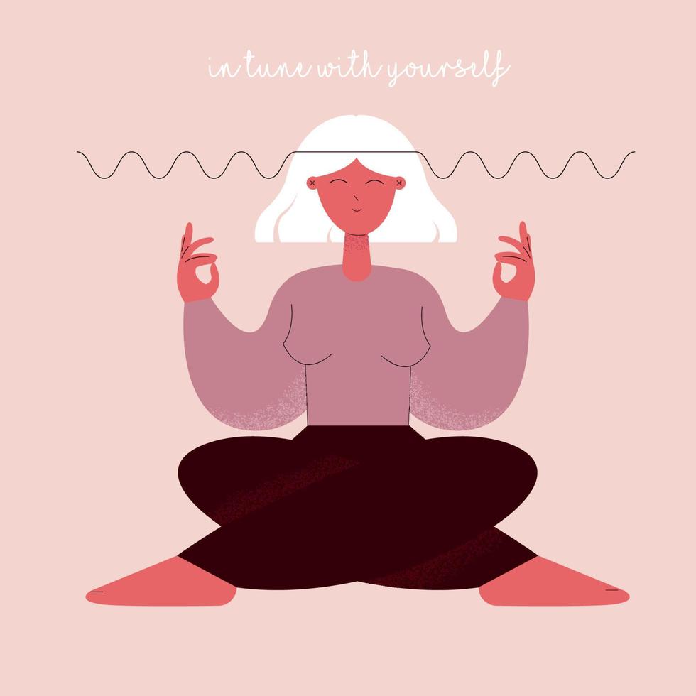 Girl with meditates in the lotus position vector