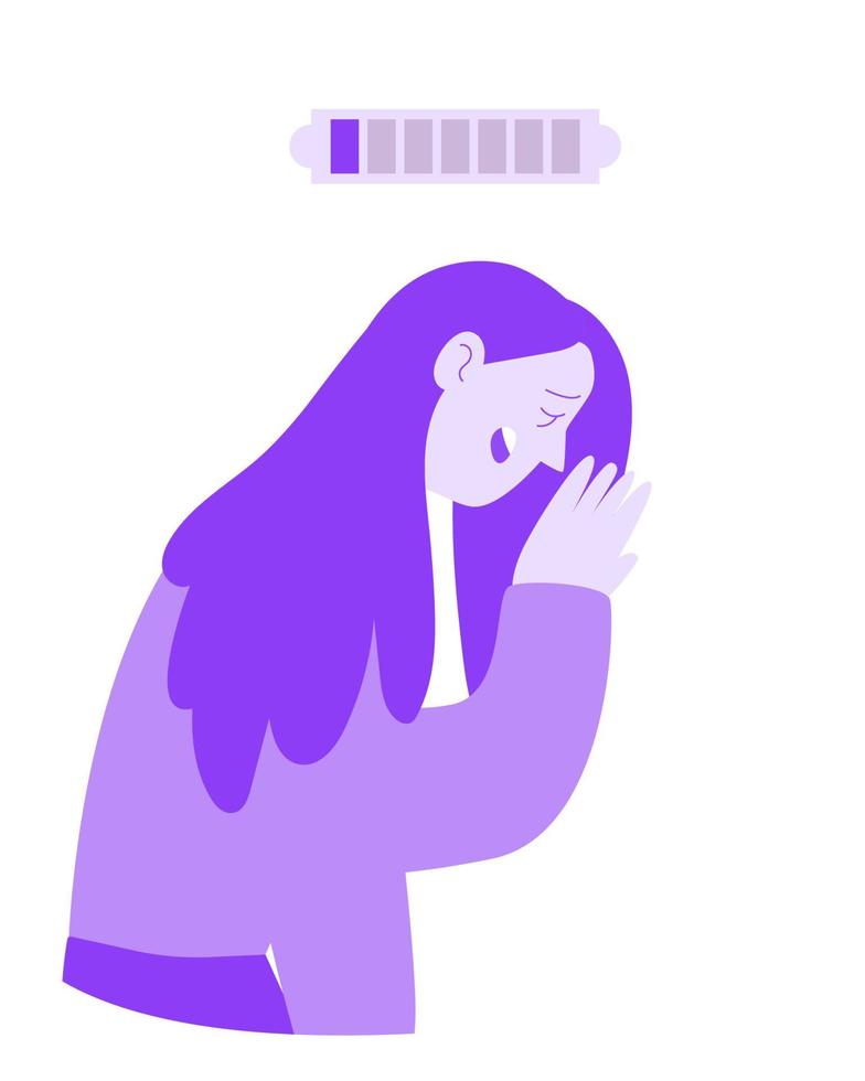 Tired girl suffers from lack of sleep due to insomnia vector