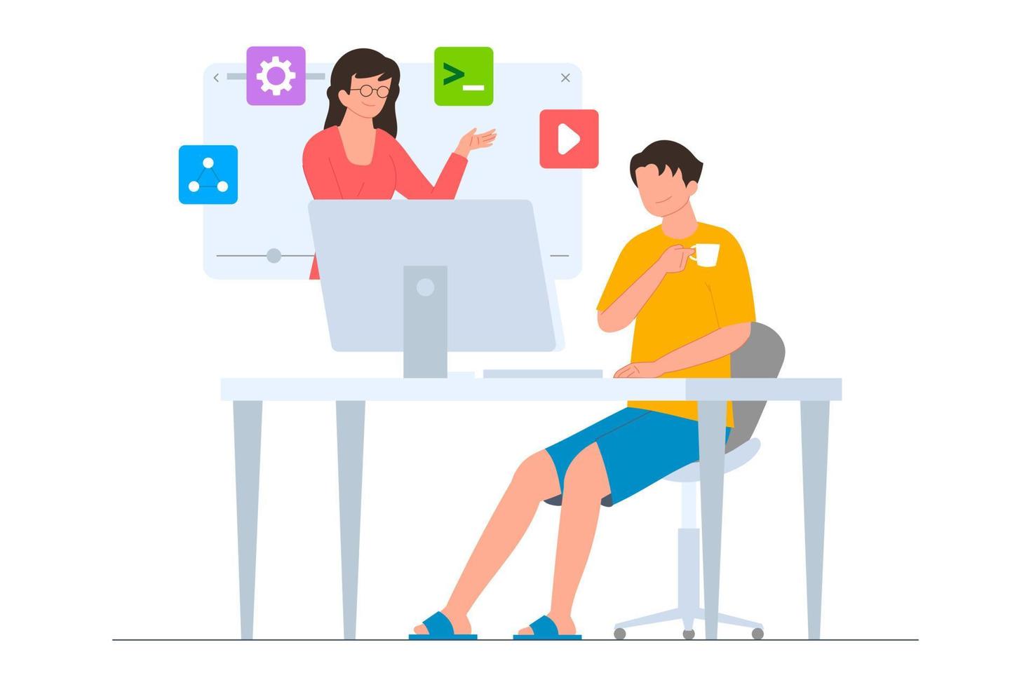 Programmer online course illustration vector