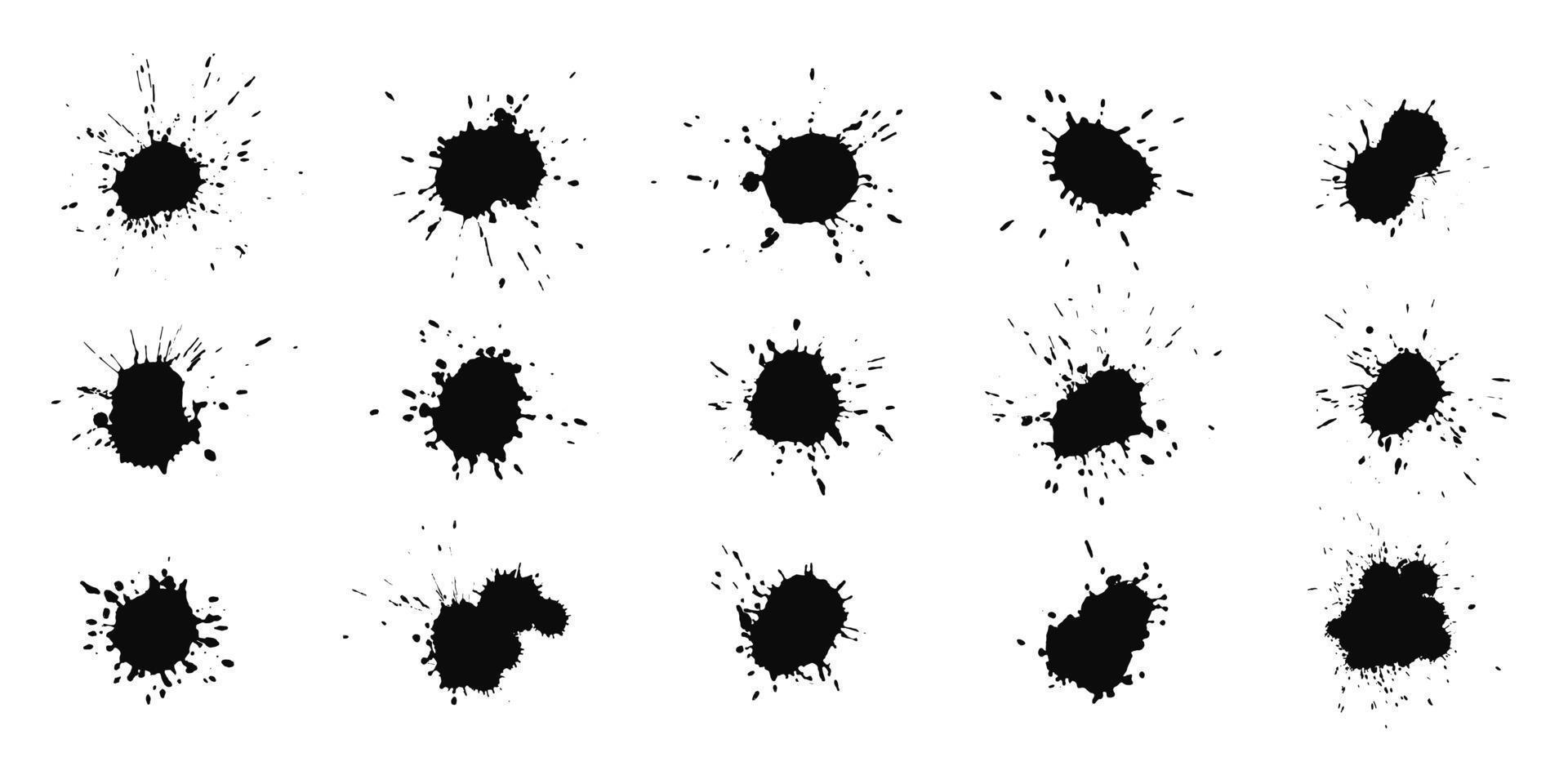 Abstract black ink splashes collection vector