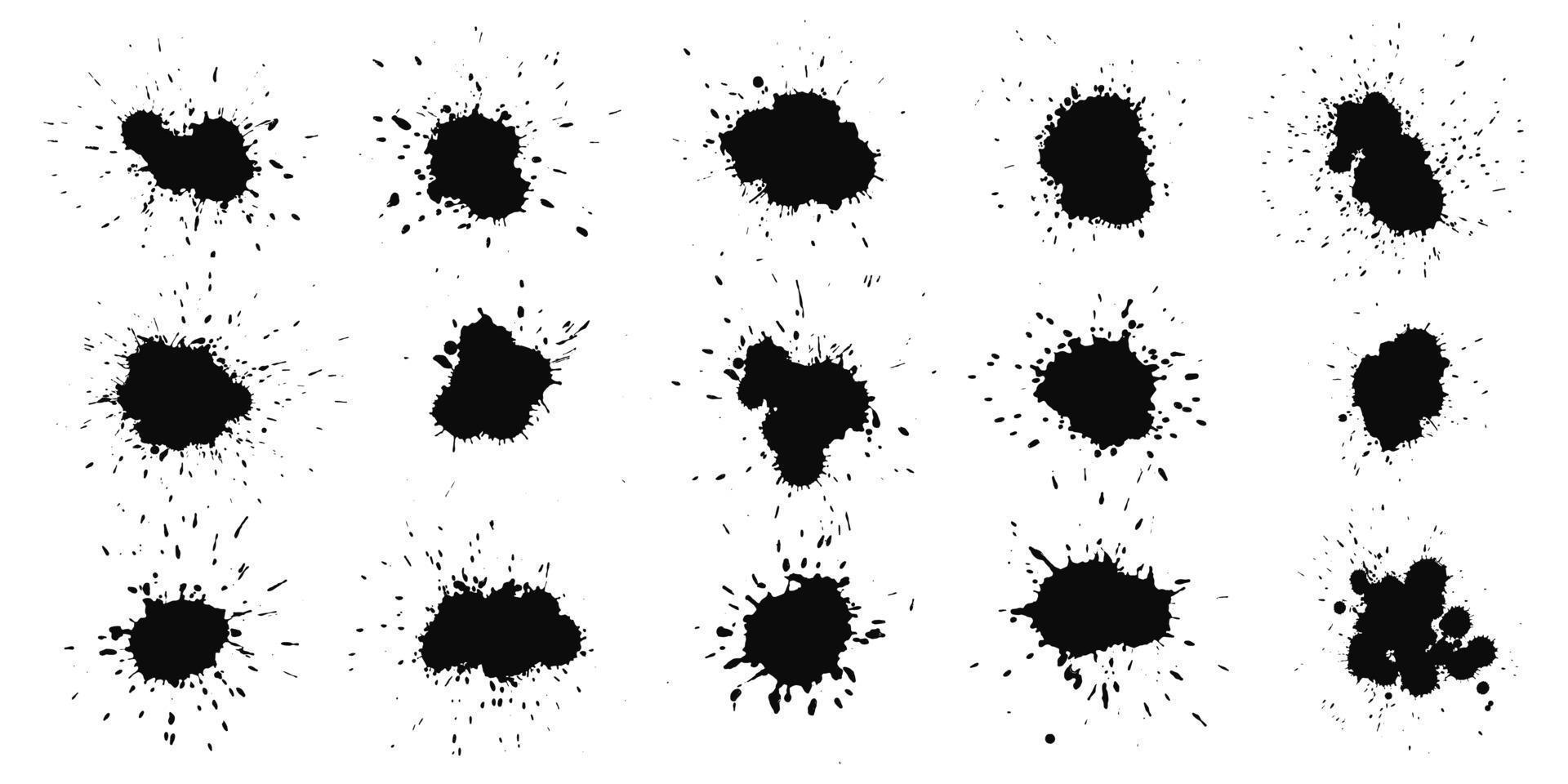 Abstract black ink splashes collection vector