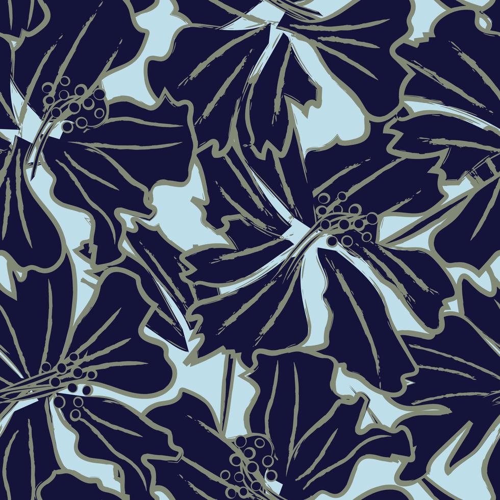 trazos de pincel floral azul diseño de patrones sin fisuras vector