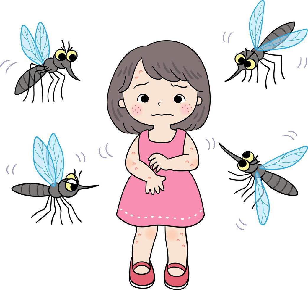 niña picada por mosquitos vector