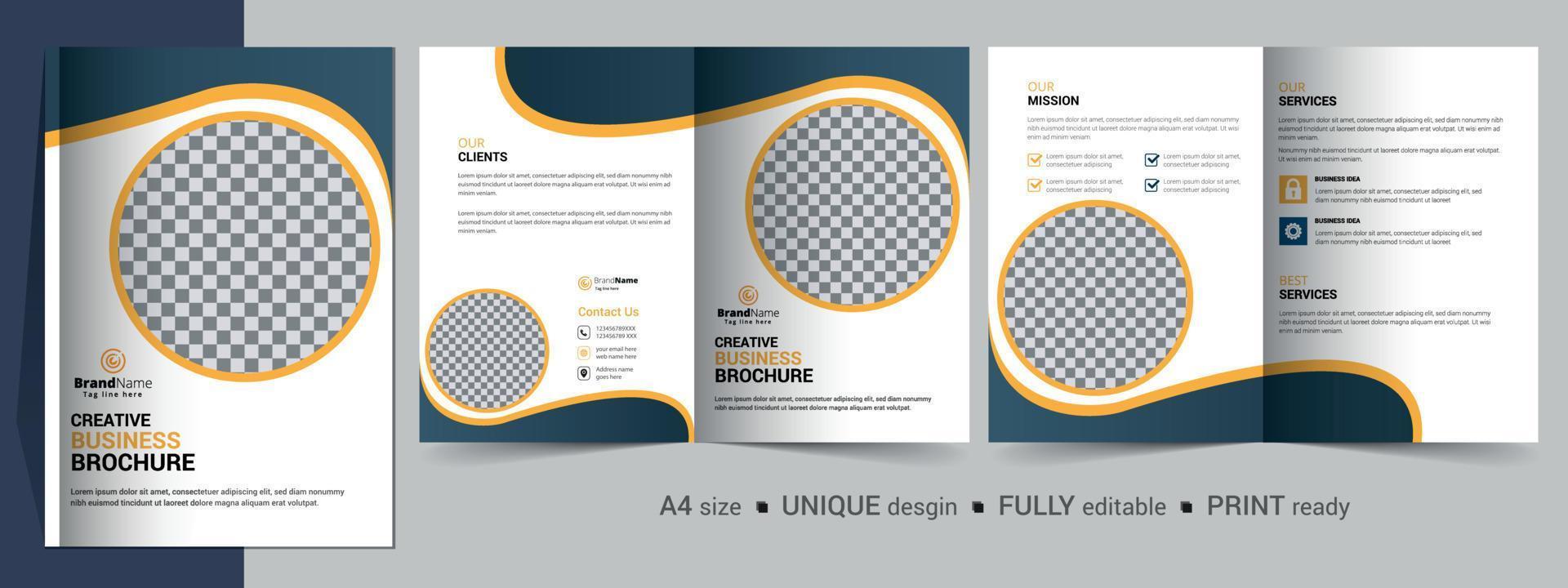 Creative Corporate Modern Business Bifold Brochure Template Design. vector