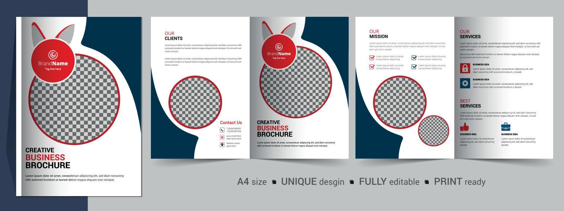 Creative Corporate Modern Business Bifold Brochure Template Design. vector