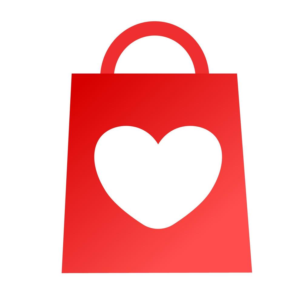 Valentines red shopping bag. vector