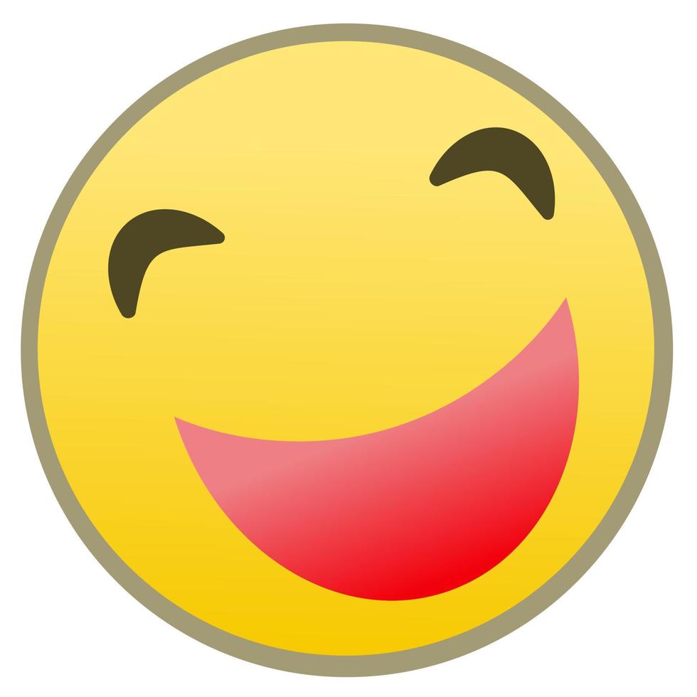 Simple flat draw happy face emoji. vector