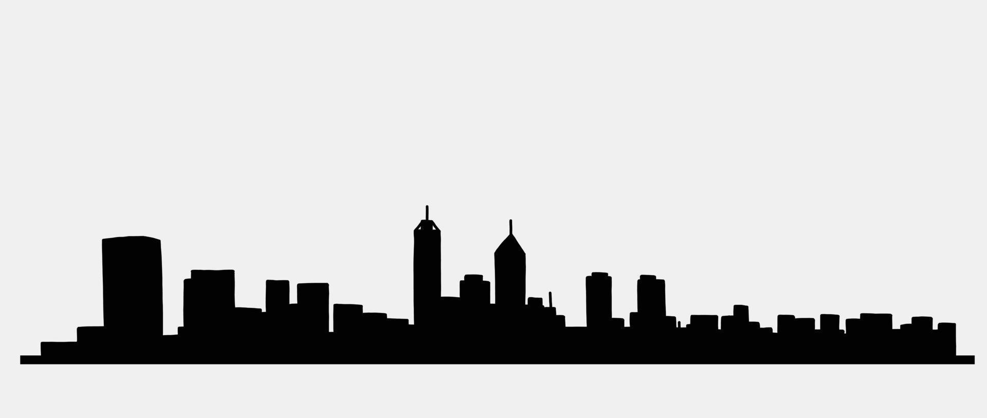 modern cityscape skyline outline doodle drawing on white background. vector