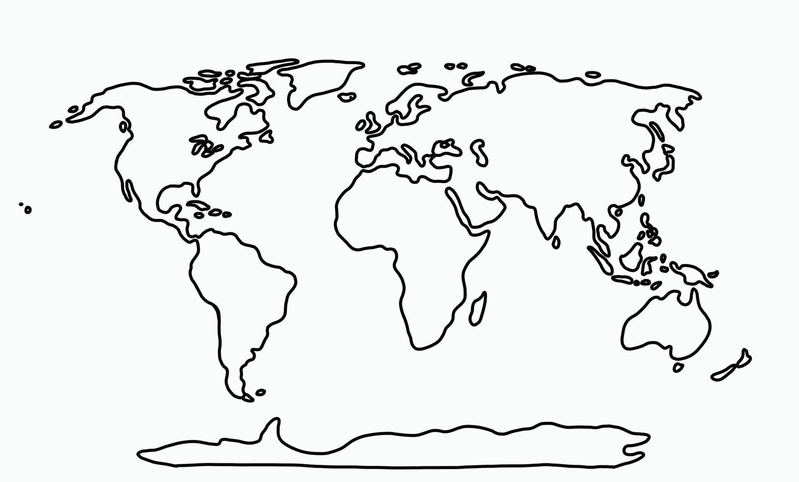 doodle freehand drawing of world map. vector