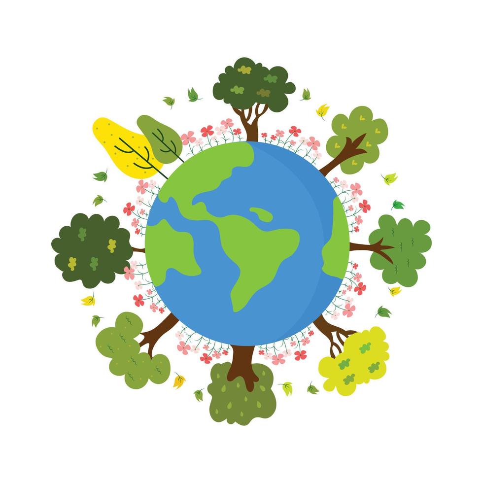 World day Earth day concept illustration environmentally friendly concept environment day conservation of the world vector