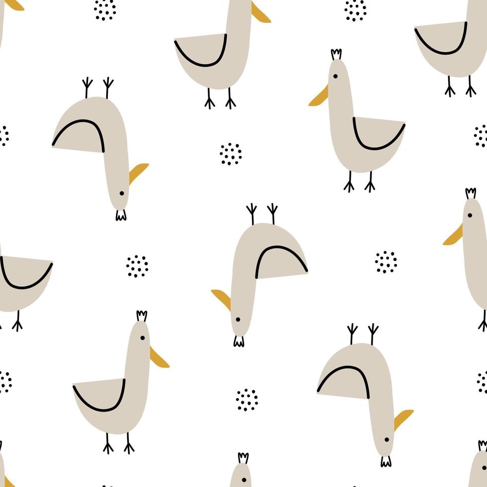 baby seamless pattern brown bird hand drawn design for print, background, wallpaper, baby clothes, textile vector illustration
