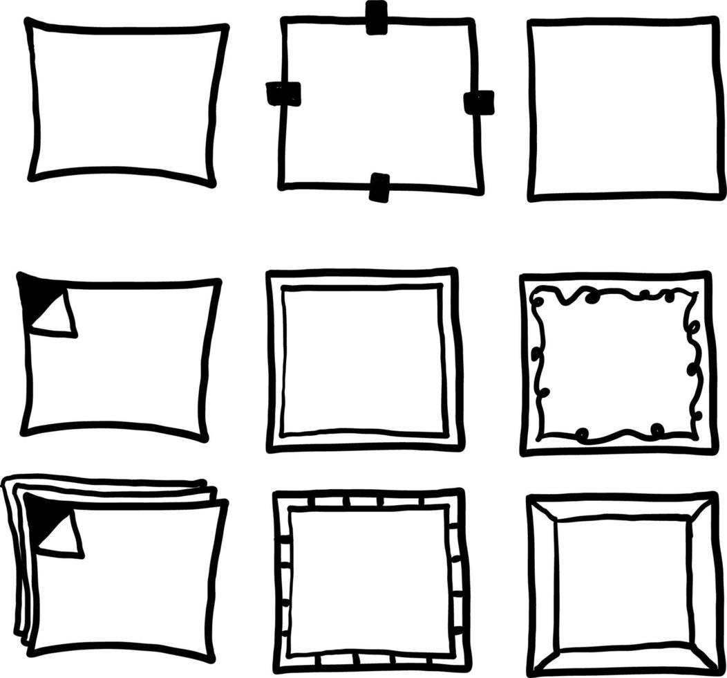 thick line doodle frame collection with rough style vector