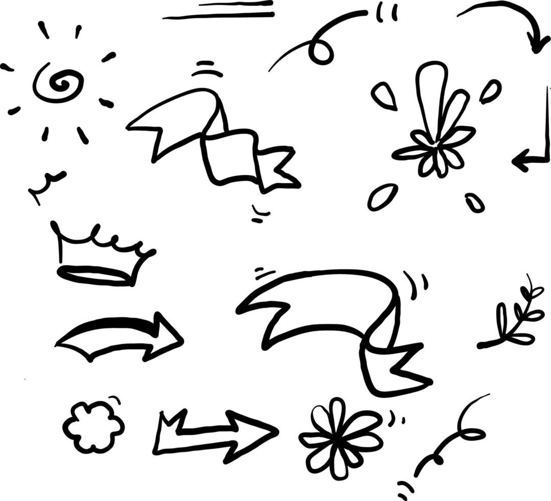 hand drawn doodle element collection illustration vector