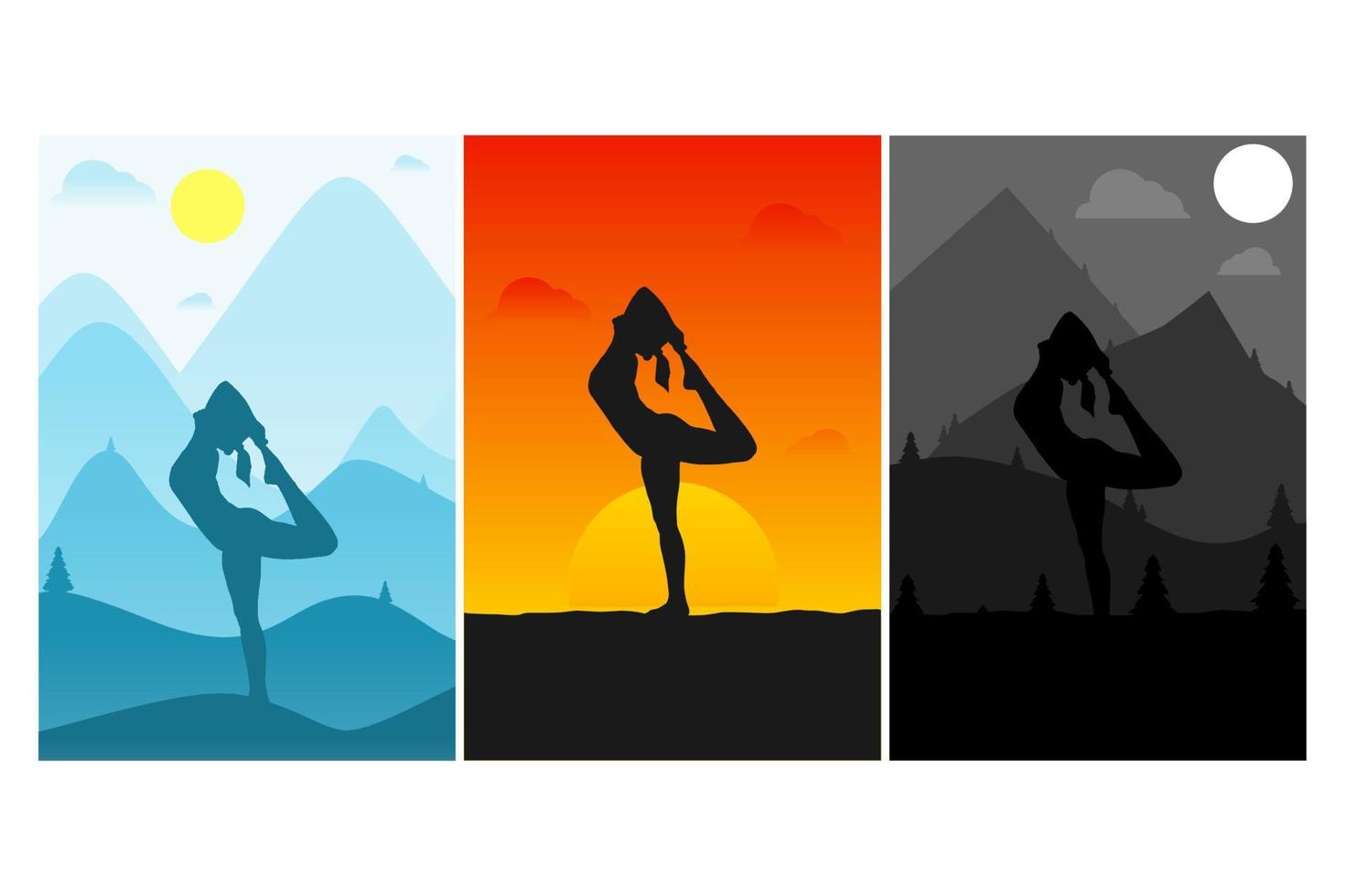 Illustration Vector Graphic of Yoga Silhouette. Perfect to use for Yoga Studio Wallpaper