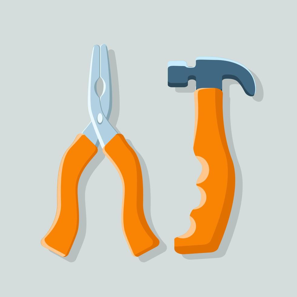 pliers and hammer vector
