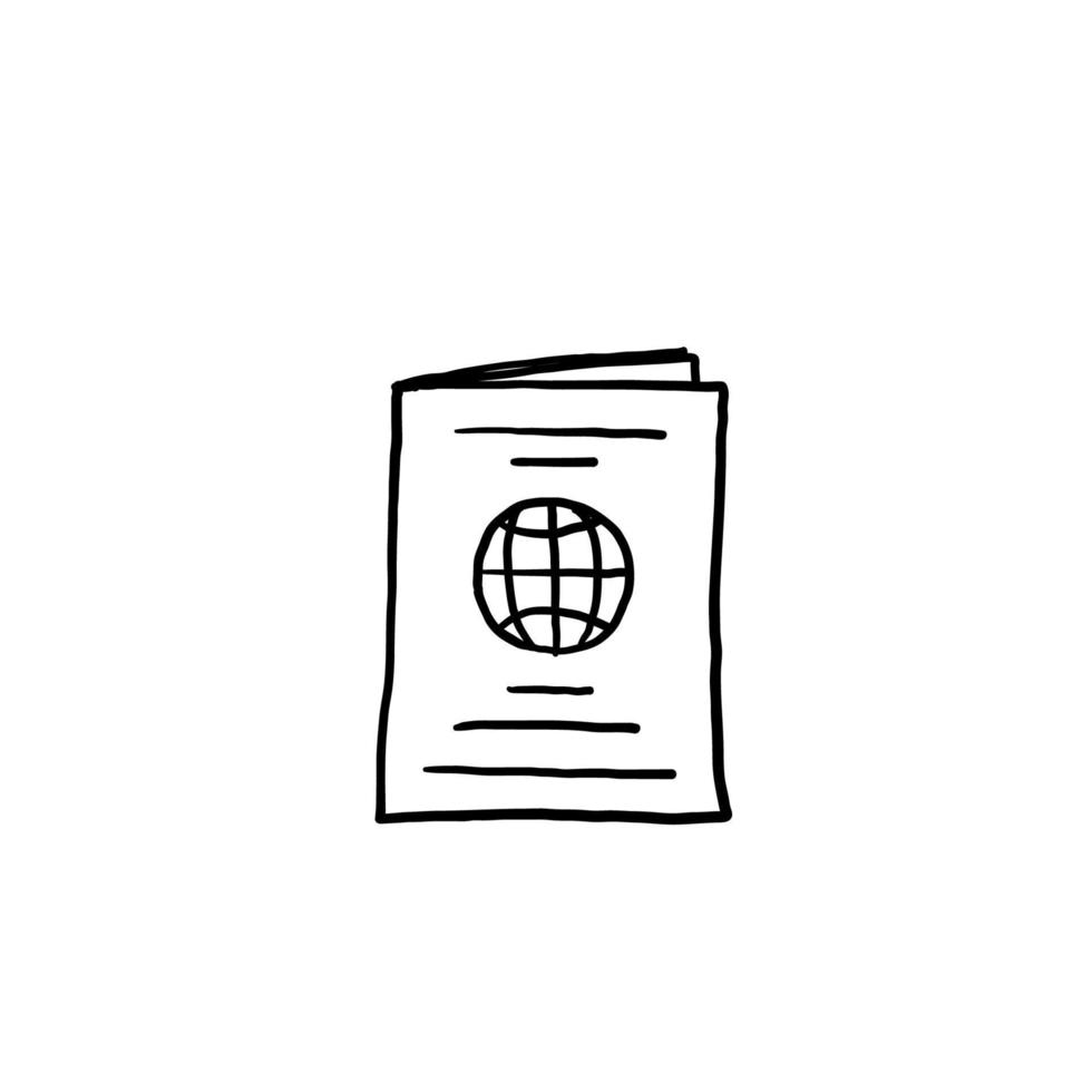 hand drawn doodle passport icon illustration with cartoon style vector isolated background