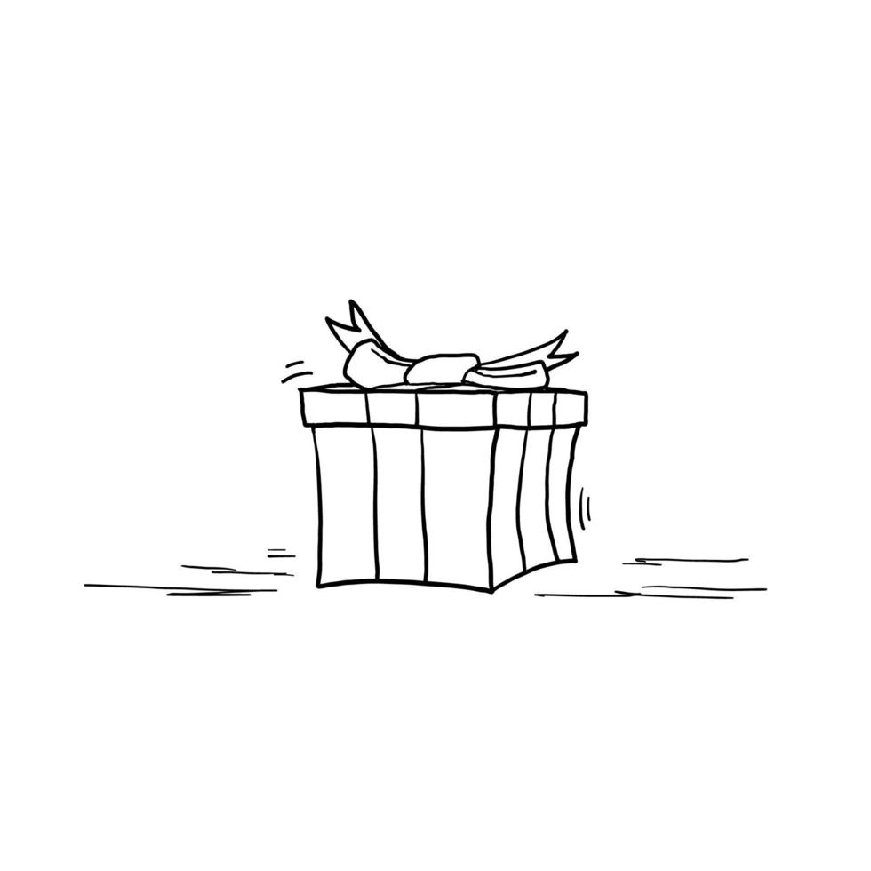 doodle box icon illustration with hand drawn style vector isolated