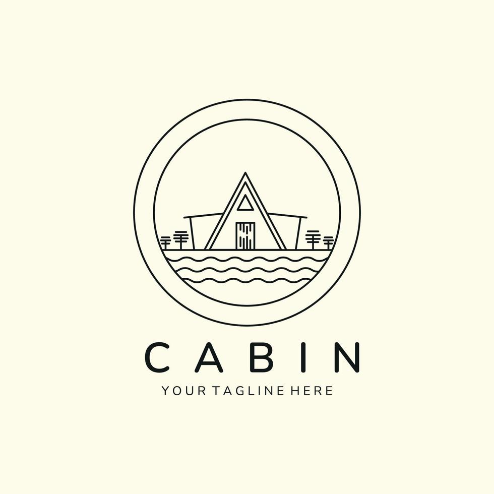 cabin simple line art icon emblem logo template vector illustration design