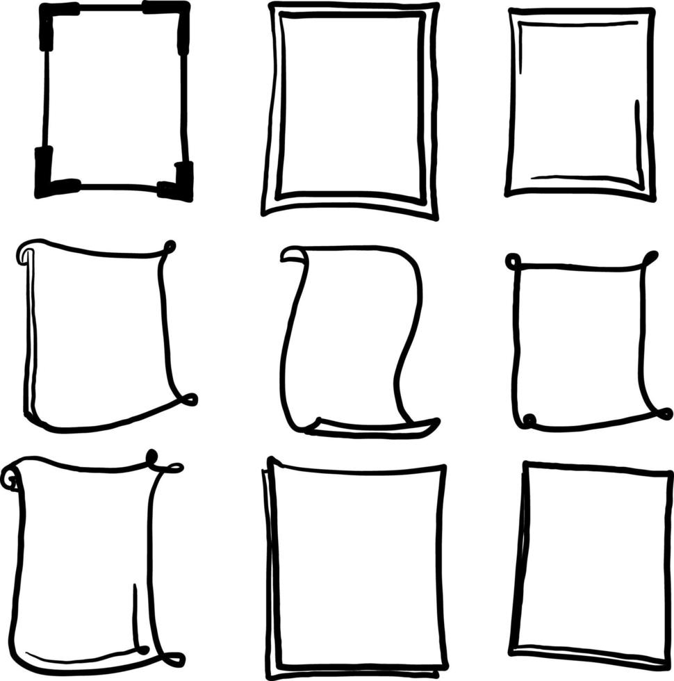 thick line doodle frame collection with rough style vector