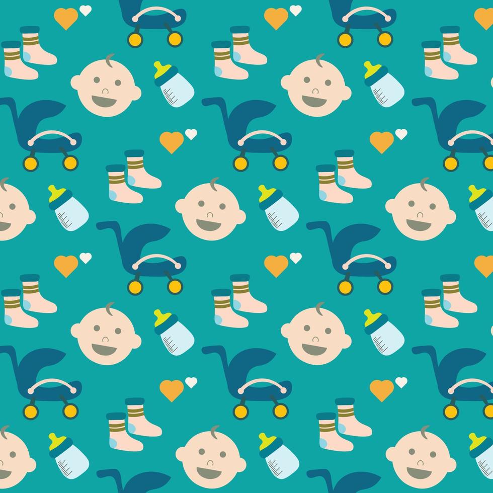 childish seamless pattern with cute baby funny vector flat design background illustration