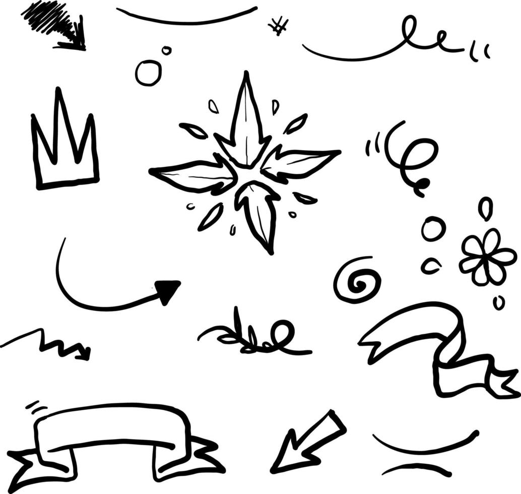 hand drawn doodle element collection illustration vector