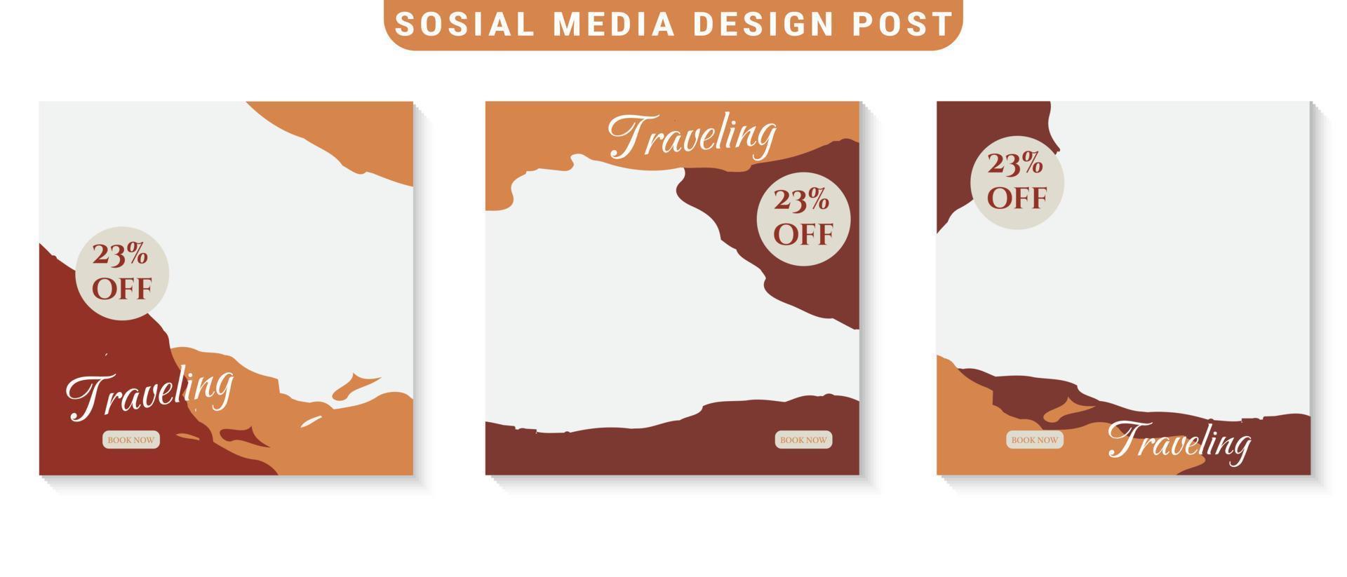 conjunto de banner cuadrado editable para publicación en redes sociales de viajes vector