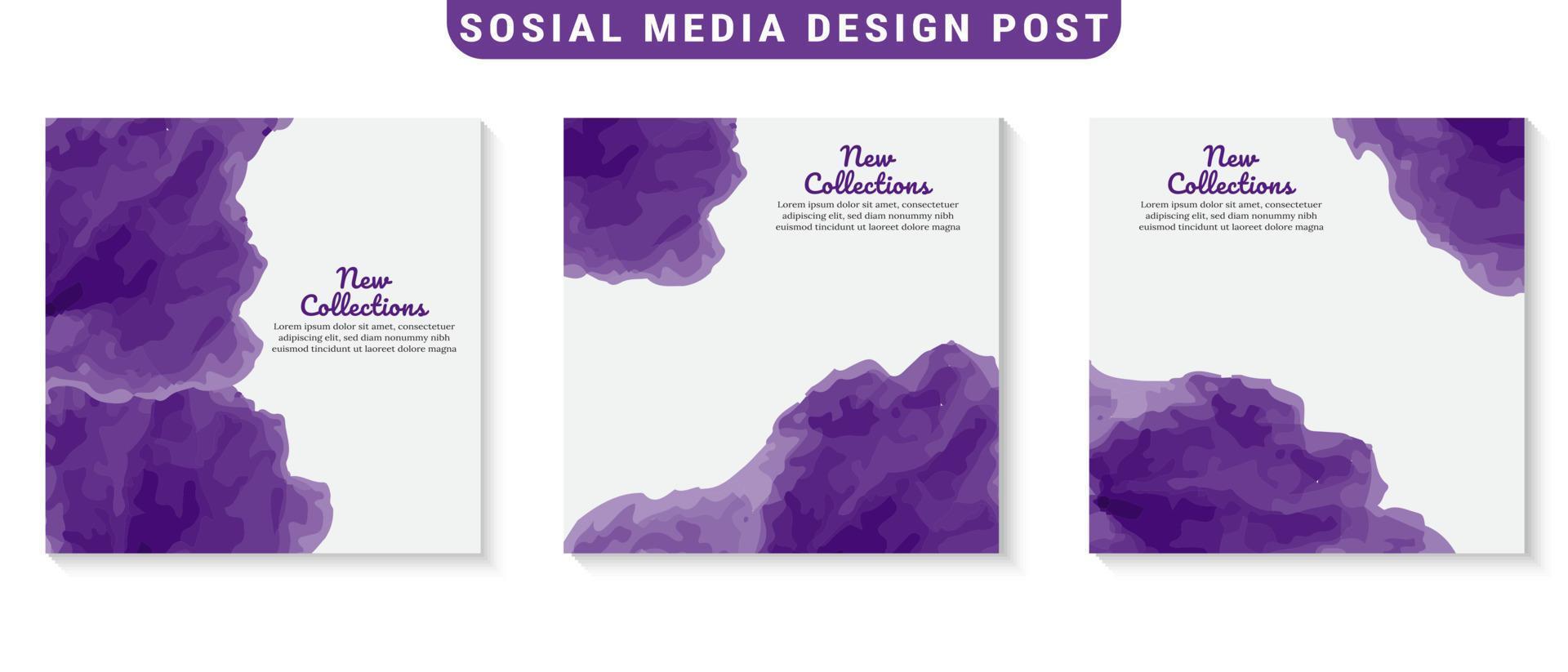 Set of minimal editable social media post templates vector