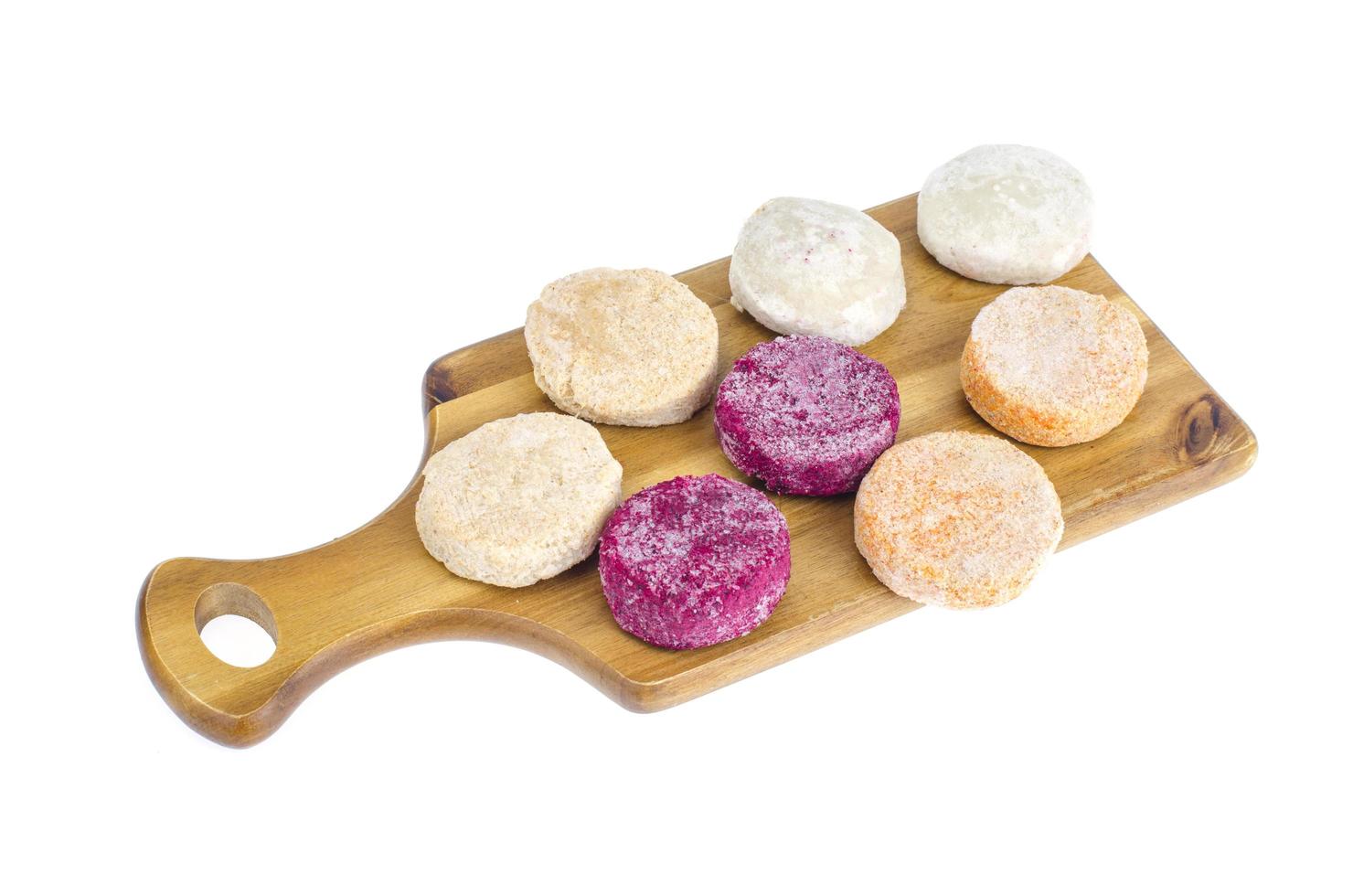Frozen vegetable burgers for quick cooking of vegetarian dishes. photo