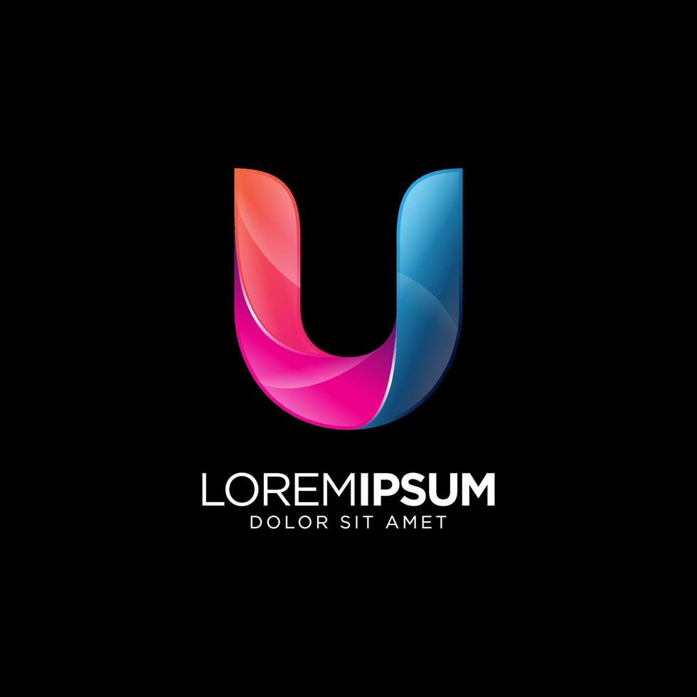 logotipo de letra u colorido abstracto en color degradado vector