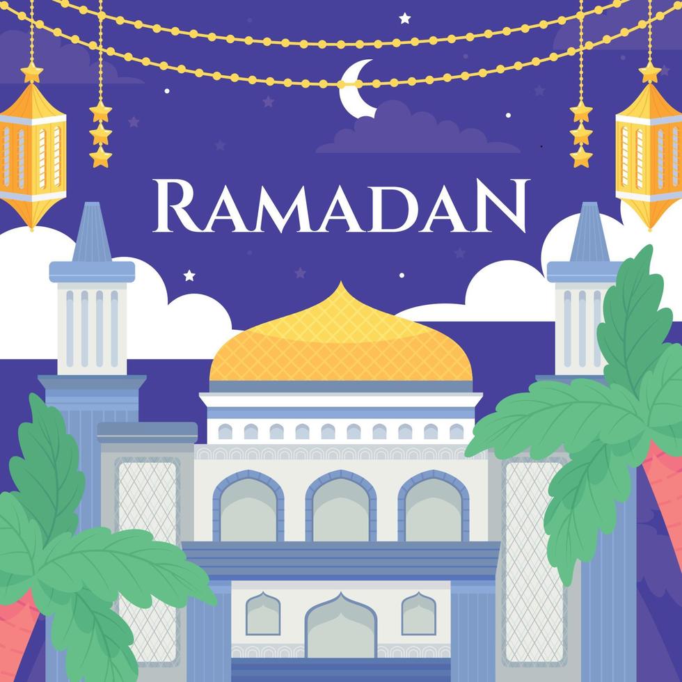 Mosque in Ramadan vector