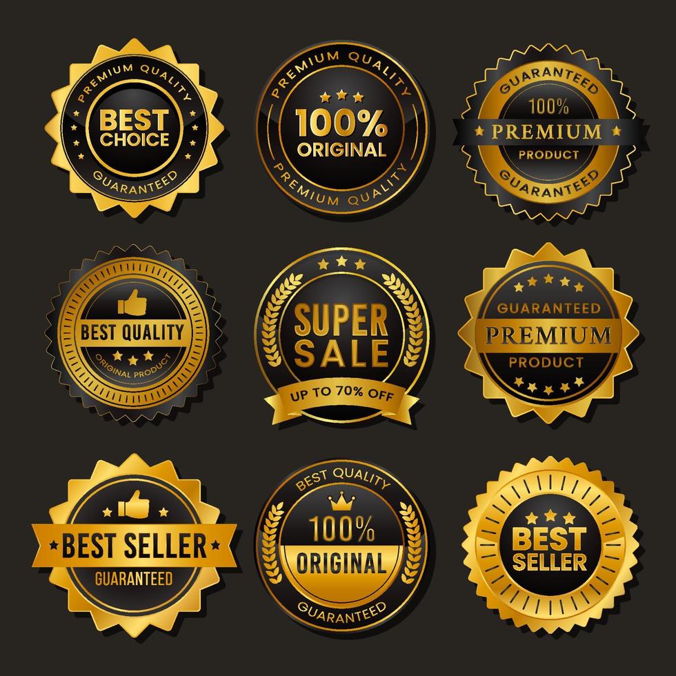 Black golden vintage badge premium sale vector