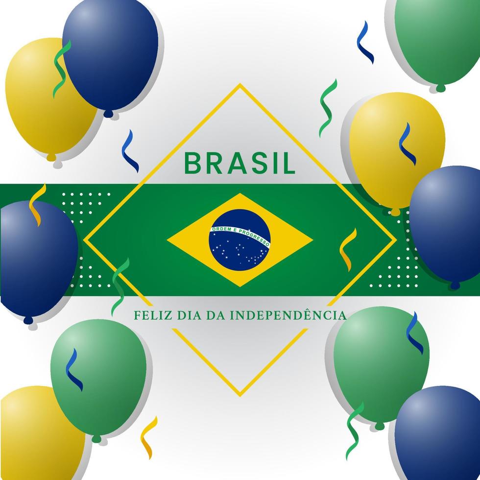 Memphis style Illustration of Brazil independence day with colorful balloons vector