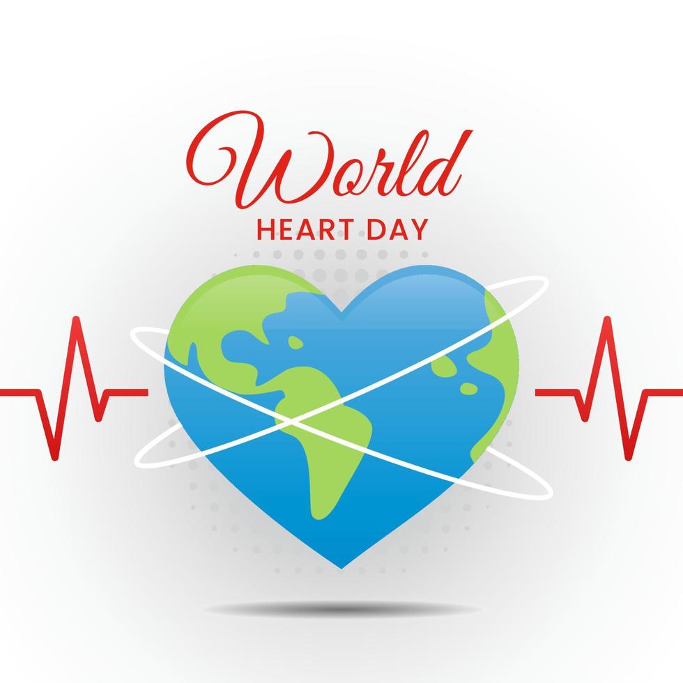 ilustración del día mundial de la salud con vector de corazón en forma de mundo