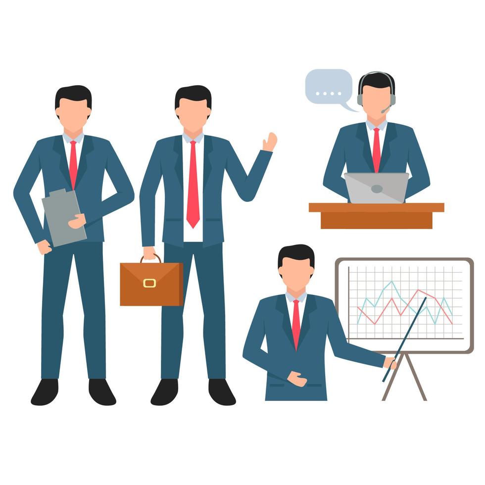 business people character with different poses vector